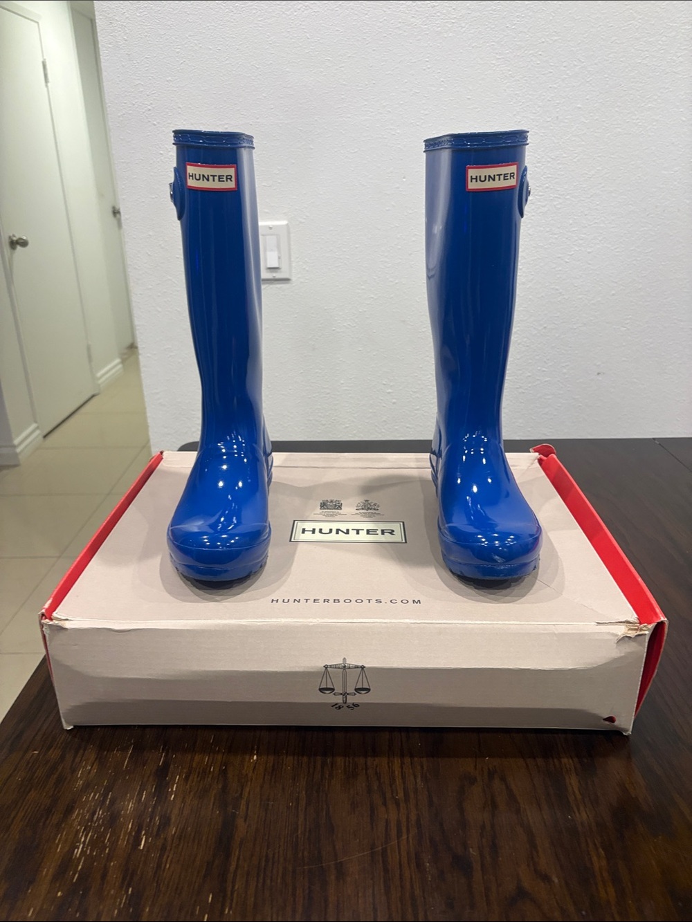 Hunter Kids Glossy Royal Blue Tall Rain Boots